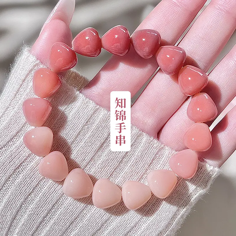 Vòng Tay Hình Giọt Nước Khắc Màu Hồng, Thích Hợp Cho Học Sinh, Có Thể Chơi Nhún Ngón Tay vòng tay  nữ 5