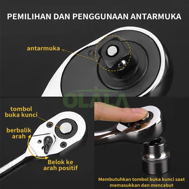 SOCKET PREMIUM 1/4 WRENCH PAS SOCKET SET REPAIR TOOL 46 PCS SOCKET TOOL KIT PAS RING L OLL-JL1046AA 1