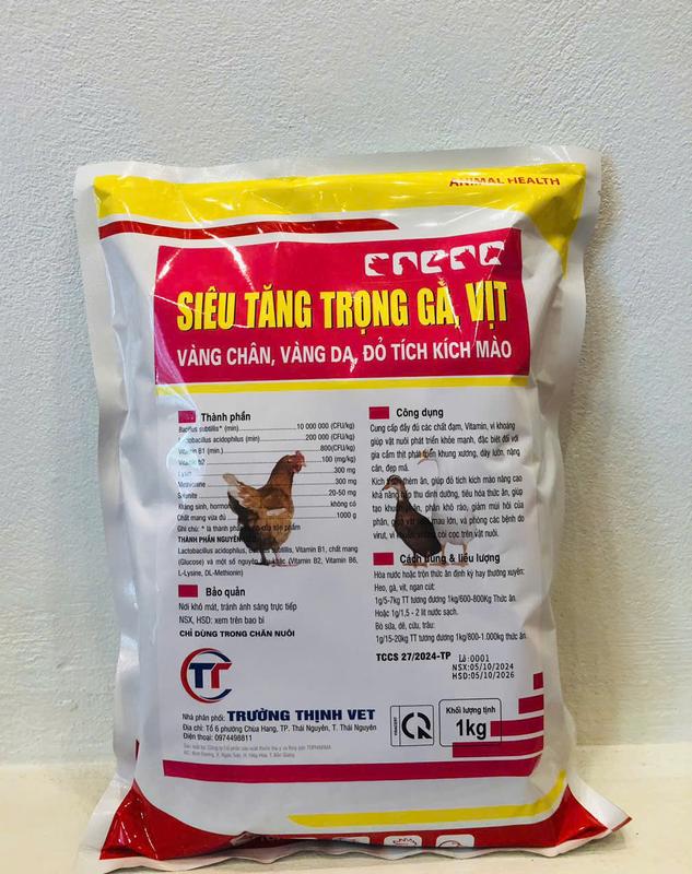 SIÊU TĂNG TRỌNG gà vịt 1kg lớn nhanh, hiệu quả cao. Thức ăn vỗ béo cho gà vịt ngan giúp gà vịt lớn nhanh, lông óng mượt, vàng da, nhanh lớn . An toàn hiệu quả cao giảm chi phí chăn nuôi 4
