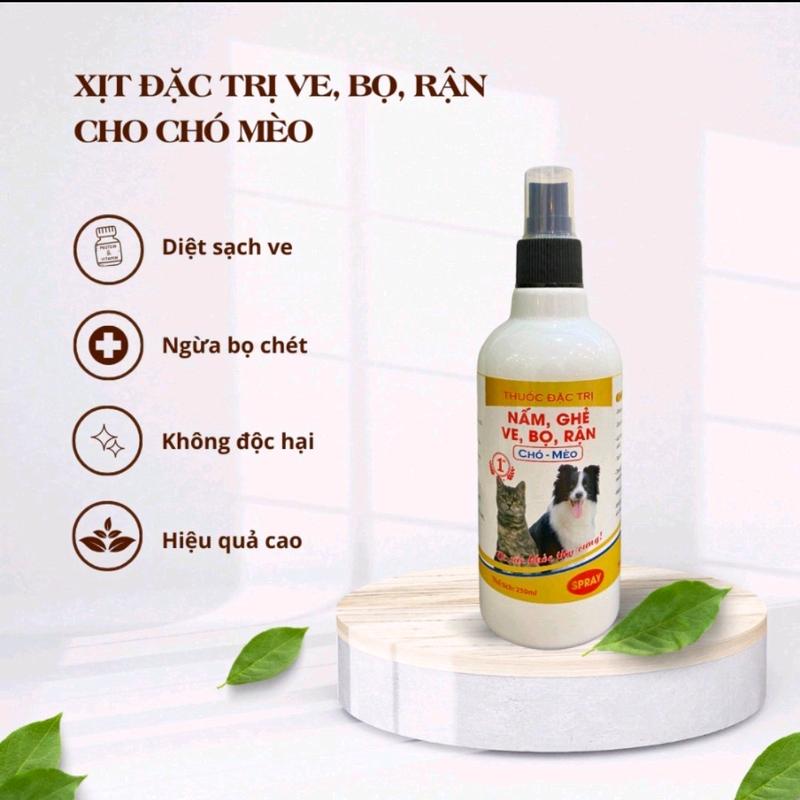  Xịt đặc trị nấm ghẻ ve bọ rận chó mèo thú cưng 