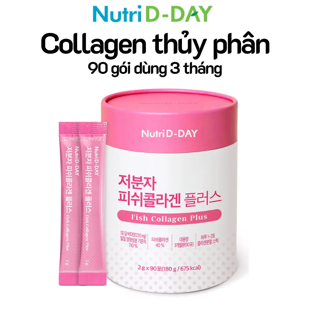 Collagen thủy phân Low Molecular Fish Collagen Plus  90 gói dùng 3 tháng