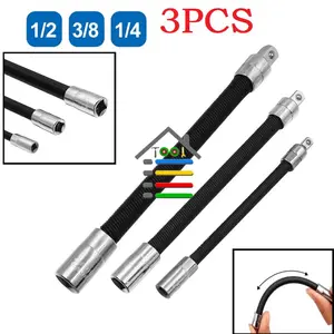 Flexible Socket Extension Bar Set 1/2" 1/4" 3/8" Shaft Drive "10"8"6