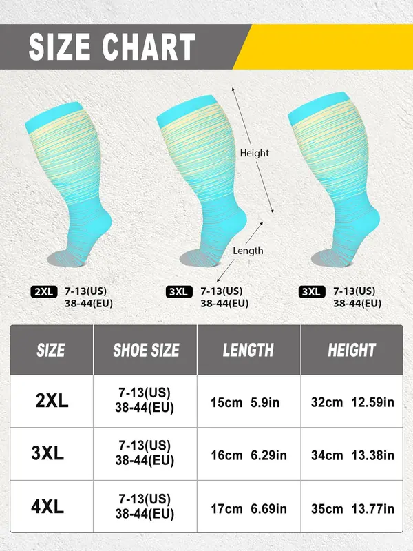 Plus Size 2 Pairs Striped Print Compression Over The Knee Socks, Athletic Running Socks, Soft Comfy Breathable Sports Socks for Women & Men Plus Size Outfits 2024 5