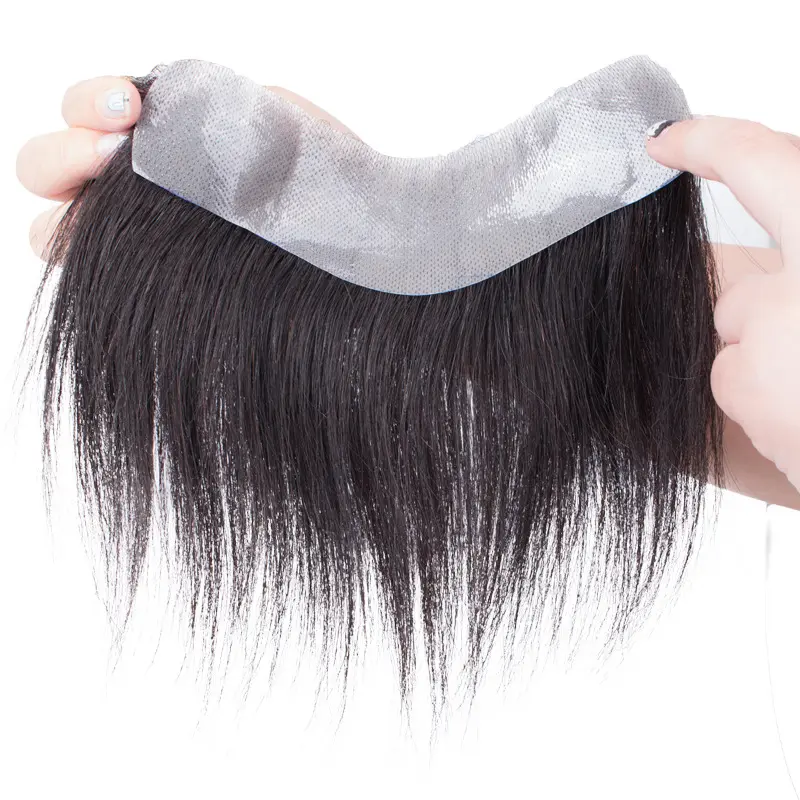 Hairline Wig Men's Wig with Forehead Hair Supplementing Piece Real Hair Hand Woven Biological Scalp Bangs