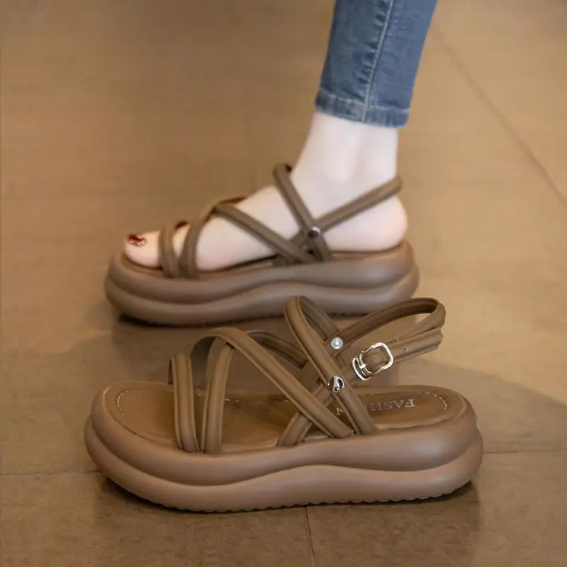 Women's Sandals Summer New Versatile Fashion Retro Comfort Casual Platform Beach Shoes