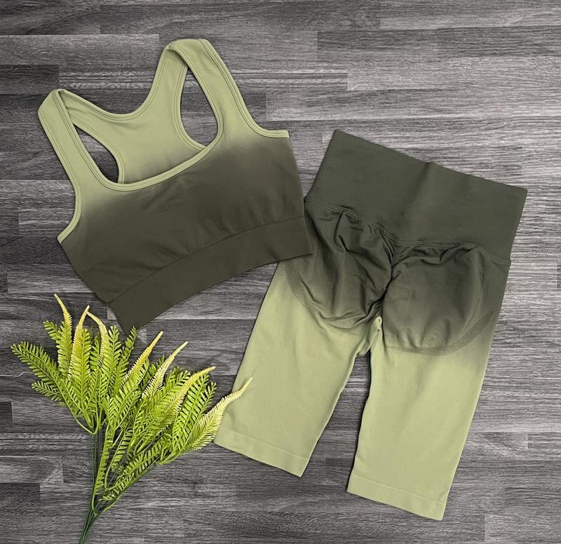 Product Introduction of Bộ ngố thể thao Yoga, Gym, Aerobic loang QC  (Áo bra sẵn mút may liền + quần ngố chun nhiều và nâng đẩy V3) chất dệt mềm co giãn Sport Top 5