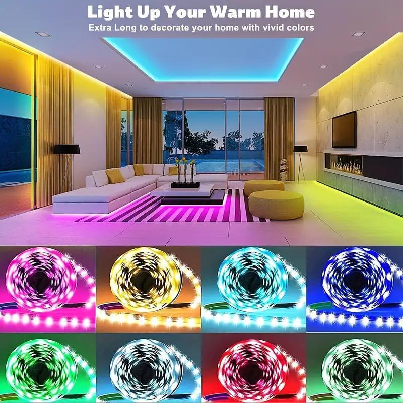 RGB LED Strip Light, 1 Count TV Backlight Music Sync Flexible Diode Tape Light with App Control, USB Powered RGB Colorful Strip Light, Ambient Light 7