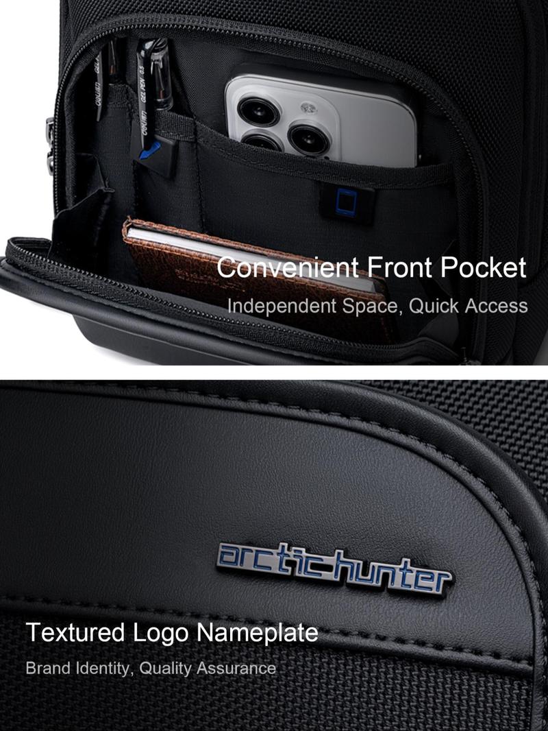 Product Introduction of Men's Business Solid Color Zipper Shoulder Bag, Fashionable Waterproof Crossbody Bag for Daily Life, Casual Trendy Versatile High-quality Daily Commuting Bag 8