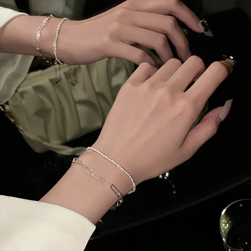 Silver Plain Circle Bracelet for Women's Summer Ins, with A Niche Design and Fashionable Simplicity. Hand Rope Ins, Cold Wave, Sparkling Jewelry