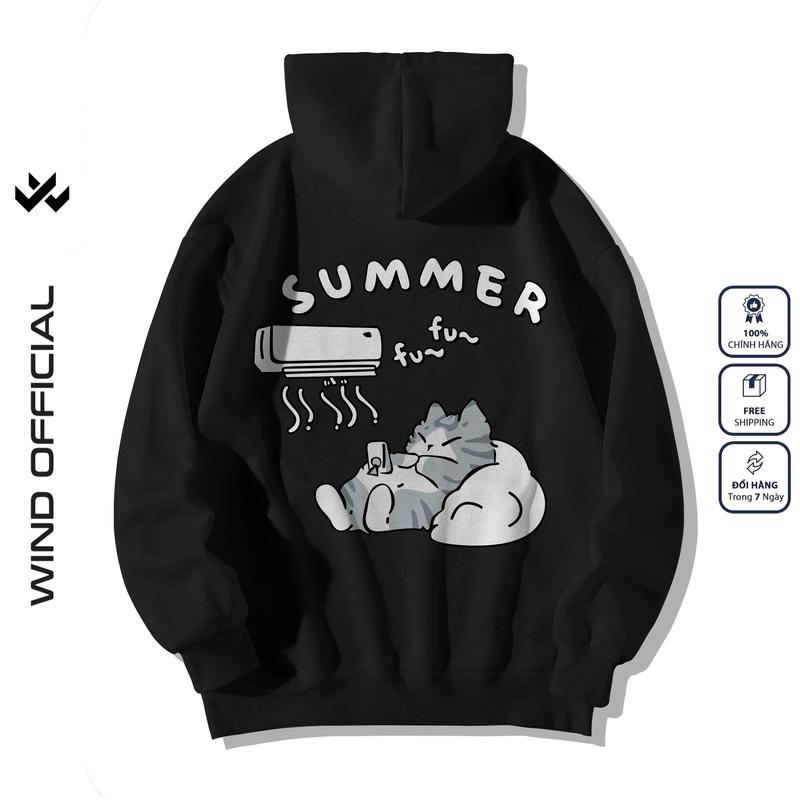 Product Introduction of Áo hoodie unisex form rộng WIND Cat Sleep hoodie nút bấm thời trang nam nữ nỉ bông oversize Women Top 10