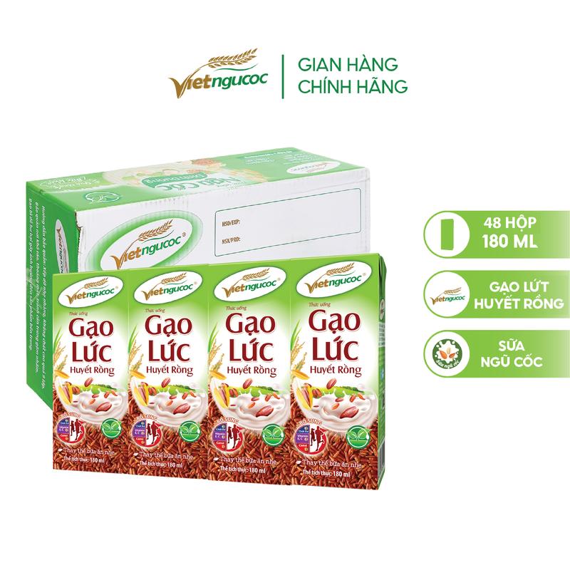  Thùng 48 Hộp Sữa Gạo Lức VIỆT NGŨ CỐC Thơm Ngon 180ml Đường 