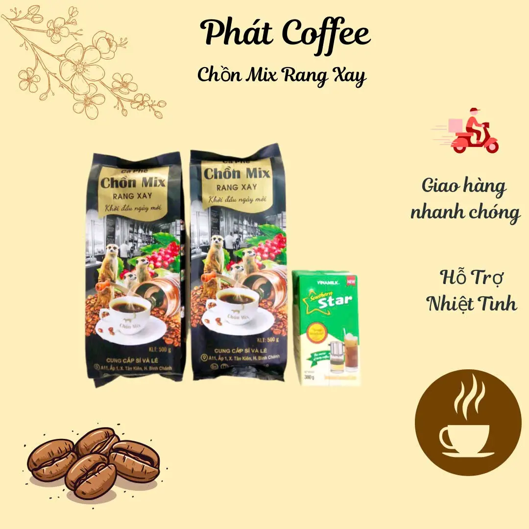 <Date mới>(Mua 1kg cà phê trộn tặng 1 hộp sữa đặc 380g)cà phê bột chồn Mix túi đen