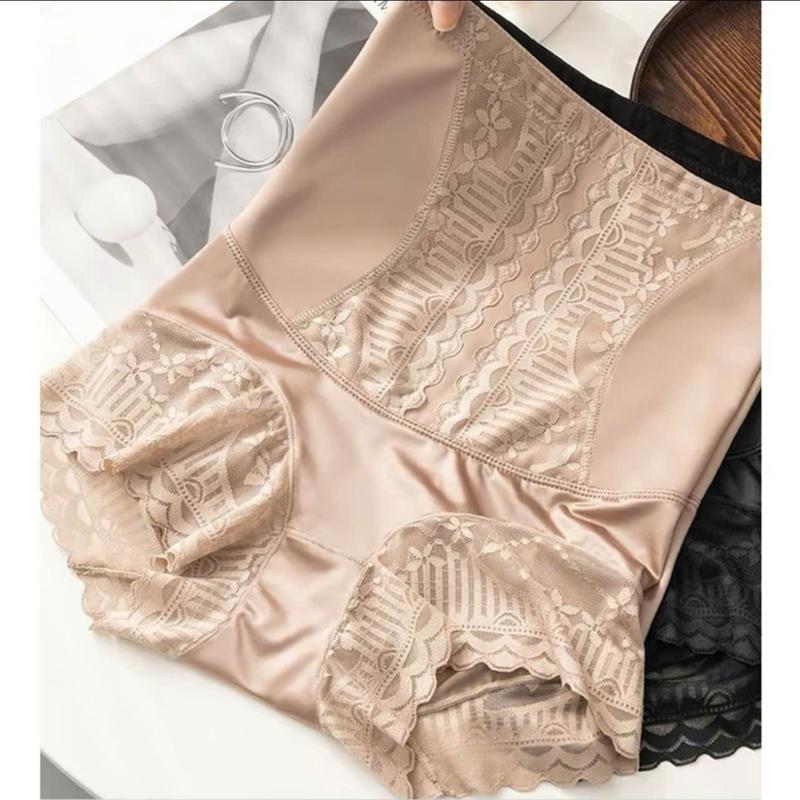 Quần Lót Nữ Cạp Cao Ôm Bụng Chất Su Lụa Mềm Phối Ren Sang Đẹp