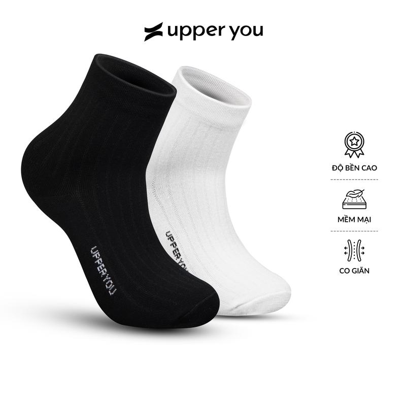 [Combo 5 đôi] Tất Vớ Bamboo Sợi Tre Cổ Trung UPPER YOU Unisex Cao Cấp Khử Mùi Hôi Chân Thấm Hút Dày Dặn 2 Màu Đen Trắng Tất Nam Menswear