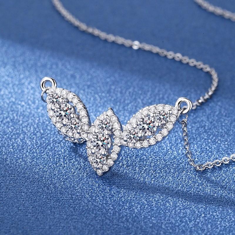 (With Gra Certificate)S925 Silver Leaf Moissanite Necklace Closure Pendant 4
