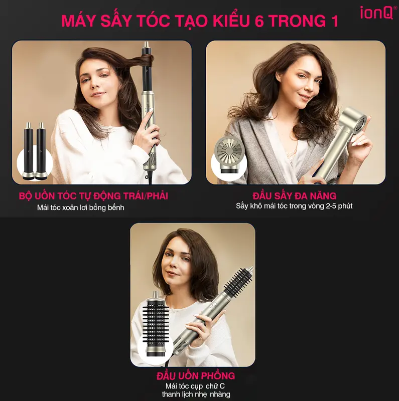 Máy sấy tóc ion âm tạo kiểu ionQ Ecostyle 4 trong 1 tốc độ cao nhanh khô bảo vệ tóc bóng mượt 3