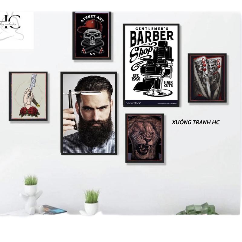 {BABER}. SET TRANH 6 tấm baber dán tường - không cần khoan đục - sẵn bĂng keo Phòng Khách Treo Tường Đồng