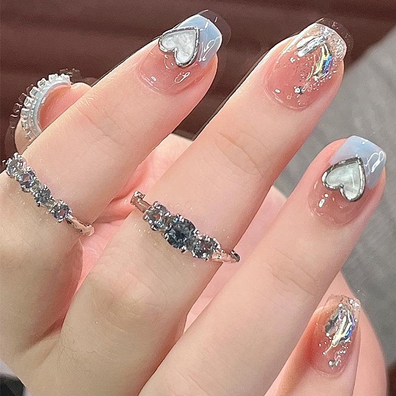 Product Introduction of Red Book Popular Wearing Nail Medium and Long Milk White French 9K Glass Diamond Nail Art Finished Nail Sticker Nail Art Hot Selling Multi-choice Nail Art nail  sticker 11