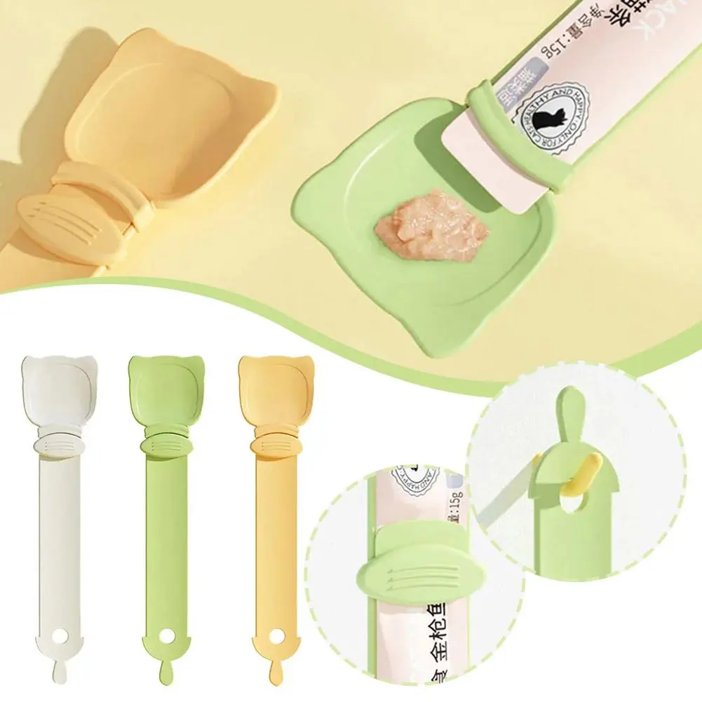 Pets Cat Strip Spoon Squeeze Lick Feeder Wet Food Spoon Cat Kitten Snack Scoop Portable Cat Food Feeder Squeezer Pet Food Supplies