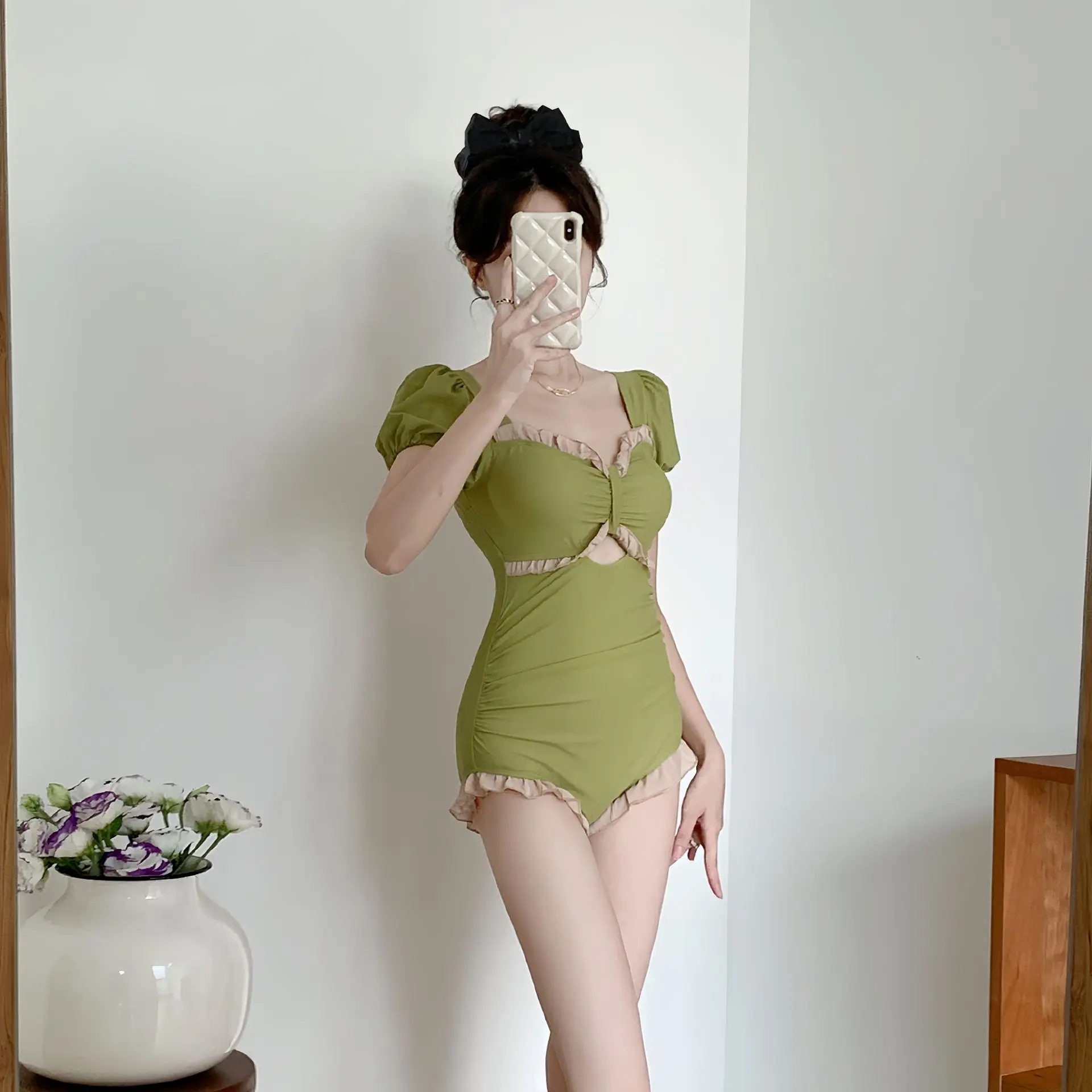 Áo Tắm Nữ, Hàng Mới Về, Ngoại Cỡ, Phong Cách Trẻ Trung Thắt Nơ Dễ Thương Và Gợi Cảm, Thích Hợp Cho Ngực Nhỏ Đồ Bơi Mùa Hè Mùa Hè, Phong Cách Kỳ Nghỉ Gợi Cảm Và Ngọt Ngào