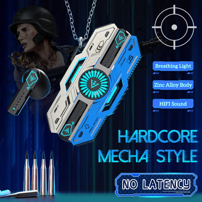 Tai Nghe Chơi Game Không Dây, TWS Bluetooth 5.3, Độ Trễ Thấp, Tai Nghe Phong Cách Mecha, Chế Độ Kép Cho Trò Chơi Và Âm Nhạc, Với Đèn Thở Đầy Màu Sắc