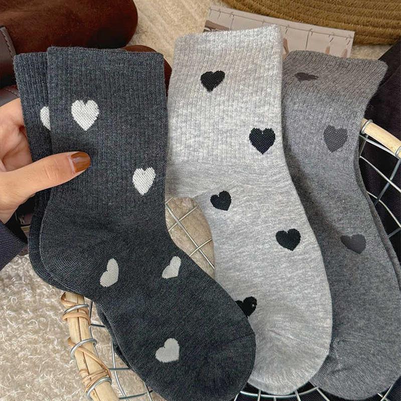 Tất Dài Ống Giữa, Màu Xám Hợp Xu hướng Thích Hợp Cho Mùa Thu Và Mùa Đông, Thoải Mái Và Thoáng Khí, Tất Ấm Áp, Dành Cho Nữ 3