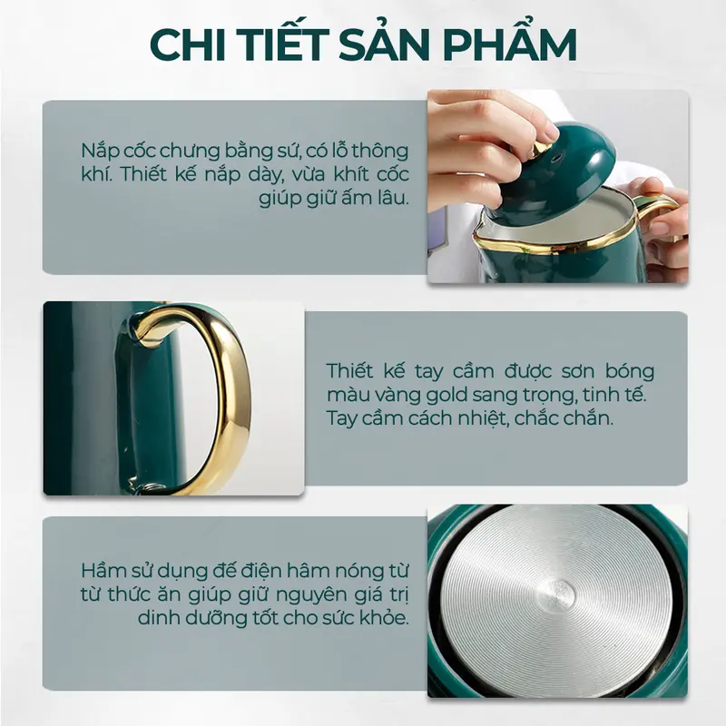 Cốc Chưng Yến, Cốc Hầm Đa Năng Kèm Thìa Bát Sứ Cùng Màu nồi nấu mini 500ml, 600ml, 800ml, hâm nóng, hãm, pha trà Máy Làm Sữa 6