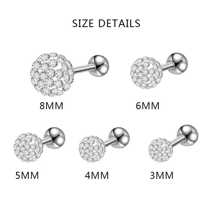 Ball Earrings  Steel Ear Plugs Eyebrow Piercings Women's Ear Studs Cartilage Tragus Helix Ornamentation Lip Studs Ring Internally Thread Body