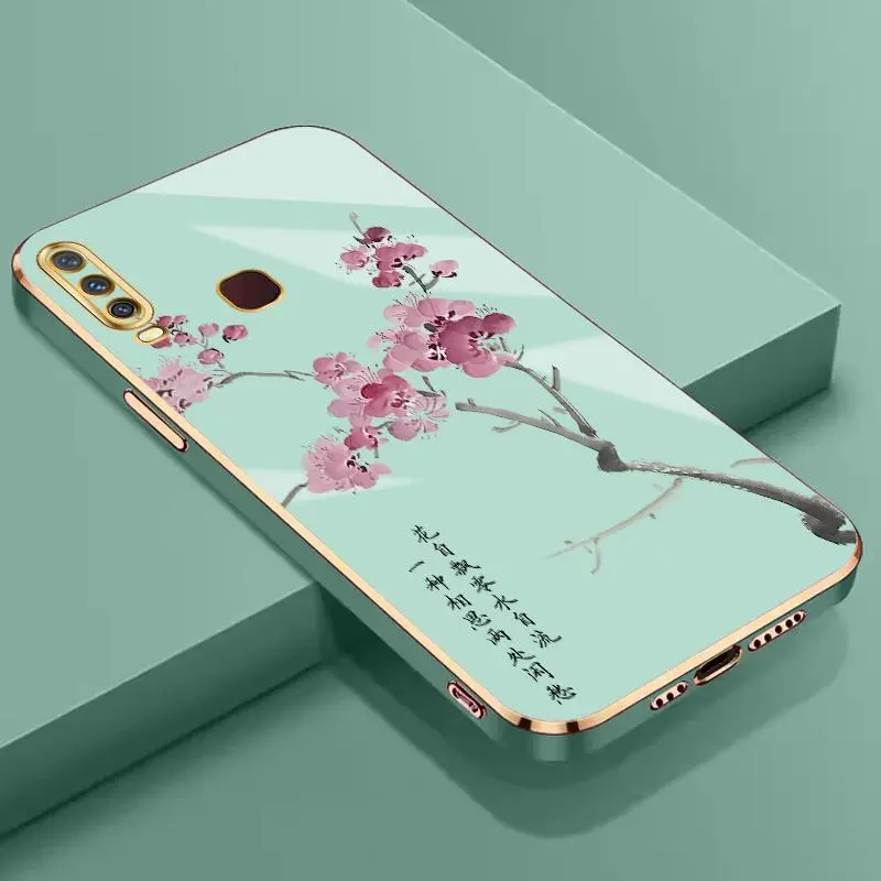 Softcase Untuk VIVO Y17 Y01 Y02 Y02A Y02t Y03 Y10 T1 Y100 4G Y11 2019 Y11s Y12 Y12a Y12s Y12i Y15 Y15s Y15a Y15c Y16 Y17s Y18 Y18e Y19 Y1s Motif Bunga Plum Soft Silicon Laser Plating Kesing Hp Murah 5