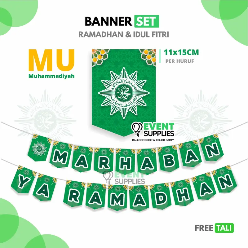Banner Set Idul Fitri Muhammadiyah /Aisyiyah Dekorasi Lebaran Hiasan Gantung Ramadhan 0