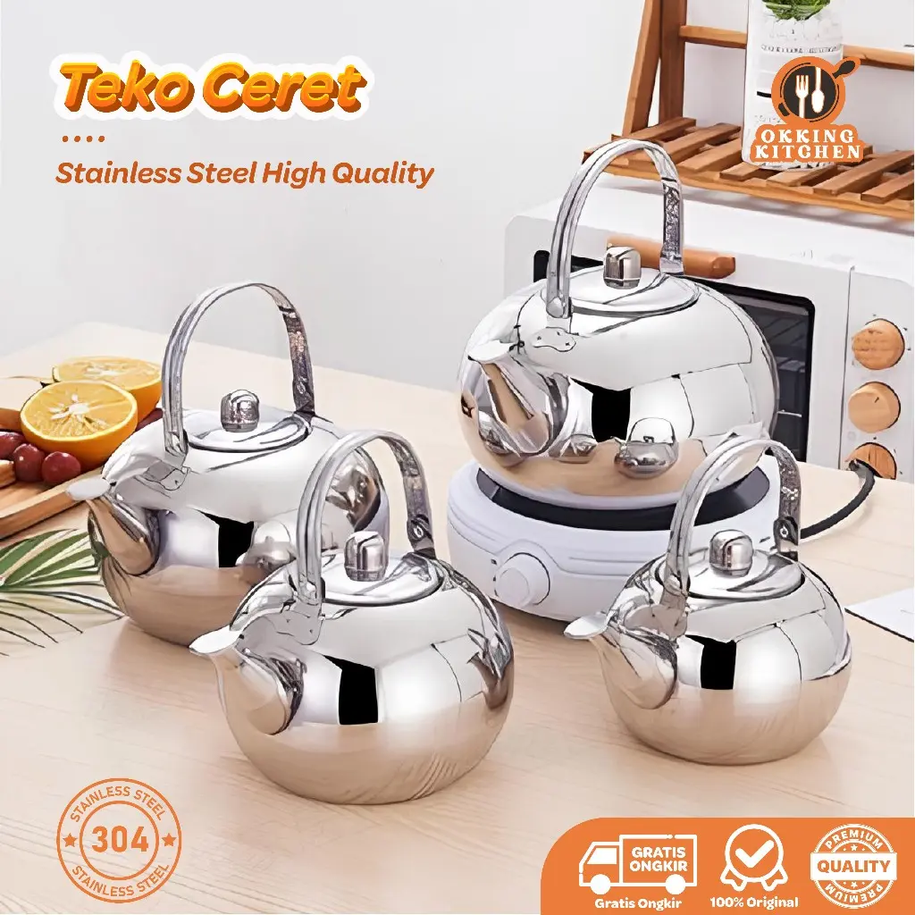 OKkingKitchen Teko Ceret Stainless 14CM,16CM,18CM | Teko Tea Pot SH02