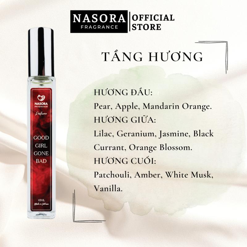 [COMBO NGỌT NGÀO] Tinh Dầu Nước Hoa Nữ Nasora Premium Hương Thơm Ngọt Ngào, Nữ Tính, Gợi Cảm, Dạng Xịt 10ml Xịt Thơm Cosmetic 5