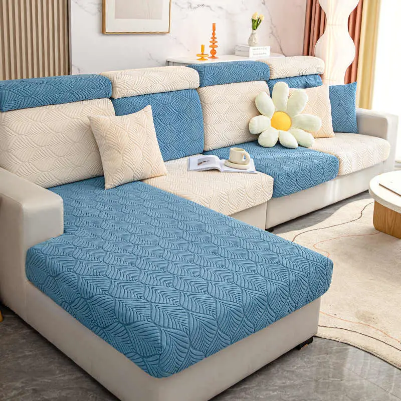 Geometric Jacquard Fleece Sofa Cushion Covers Non Slip Elastic Couch slipcover Universal Protective Slipcovers
