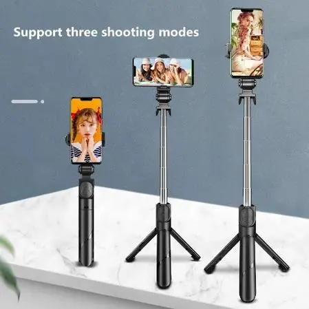 Tongsis 3 in 1 Bluetooth Tripod Selfie Stick Remote Bluetooth 70cm - Putih TERMURAH Handphone Hitam Lampu 2