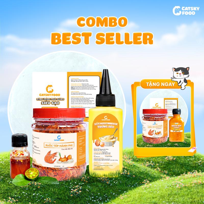 Deal Live Khách Mới Siêu Gạo Bánh Tráng Phơi Sương - Catsky Food - Ruốc Tép Khô Hành Phi Hương Vị Đậm Đà Bơ Trứng Tặng Thêm 1 Combo Sốt Muối Béo Đồ Ăn Vặt Snack Food Combobanh Trang