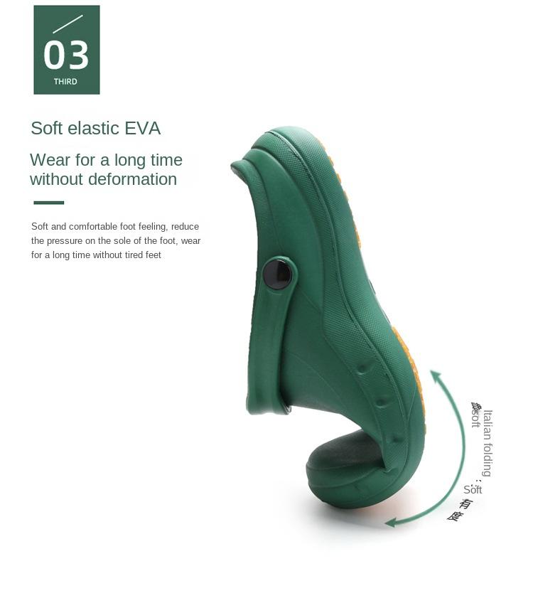 Product Introduction of Giày Đầu Bếp, Dành Cho Nam Và Nữ, Chất Liệu EVA, Dép Siêu Nhẹ, Thích Hợp Cho Bác Sĩ Và Y Tá, Giày Phẫu Thuật, Guốc Thông Gió Chống Trượt, Chống Thấm Nước Và Chống Dầu, Giày Đi Làm Đế Bằng Sandal 14