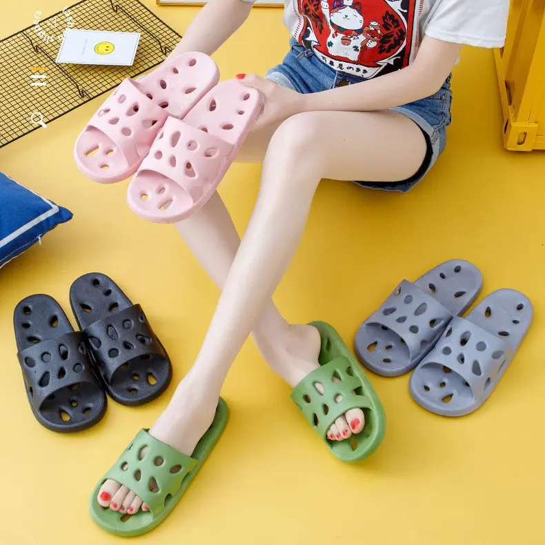 Dép đục lỗ EVA đúc nguyên khối siêu nhẹ đi trong nhà tắm nhà vệ sinh không thấm nước 0