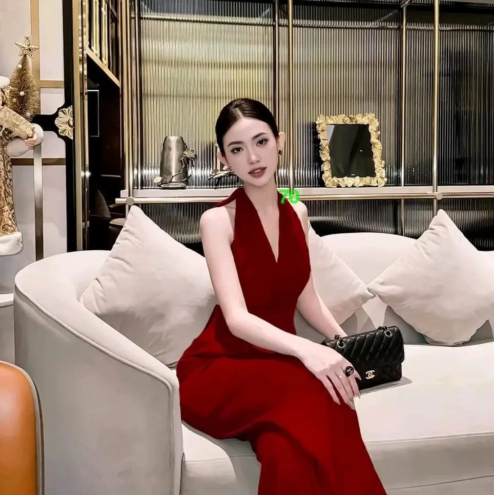 Bộ Jumpsuit ống suông cổ đắp cột nơ dài Nữ ,chất lụa ý mượt mát dây kéo sau lưng Voi Women sét  đồ