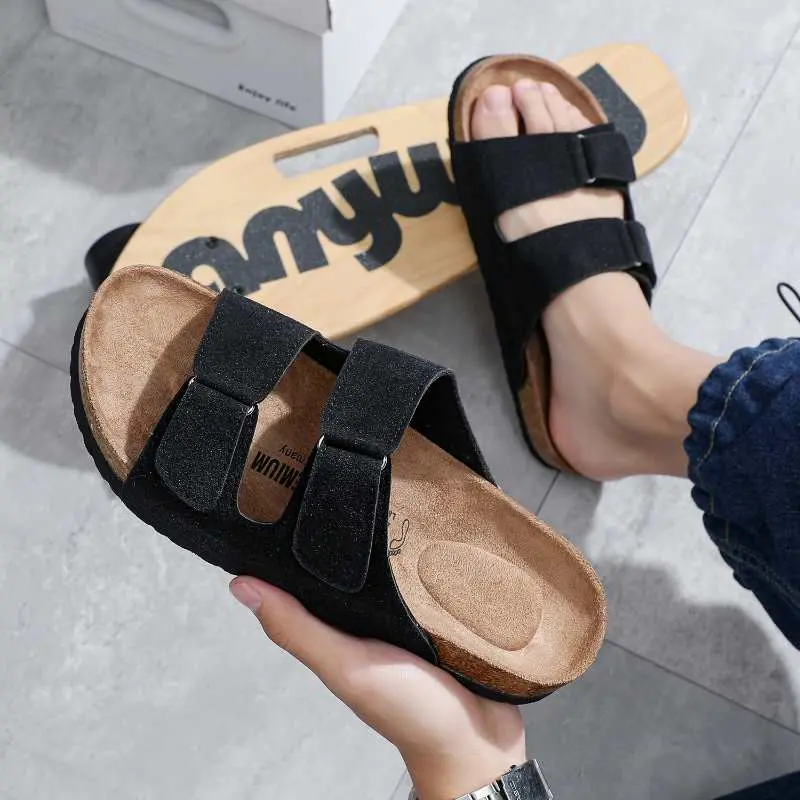 SHUTA New slippers men's frosted cork  sandals non-slip thick bottom couple#ST921 Boy Shoes Footwear Walking Shoes Summer Comfort Nail Dance