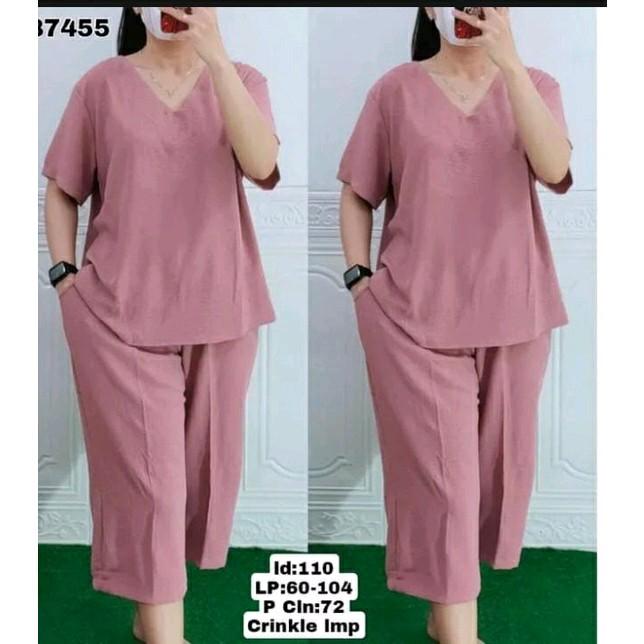 Setelan Andin Murah Terbaru Crinkle Airflow - Bahan Adem dan Tidak Nerawang Wanita Celana Atasan Dewasa 6