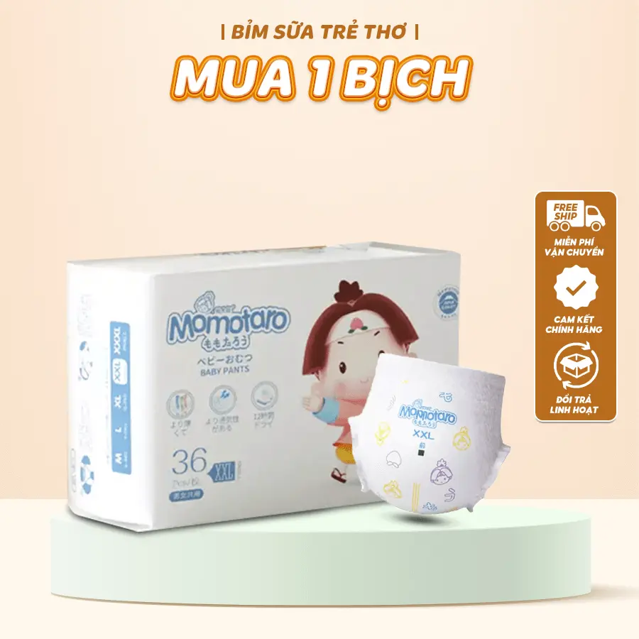 Tã Bỉm Momotaro Mỏng Nhẹ, Bỉm Dán/Quần Full Size Cho Bé