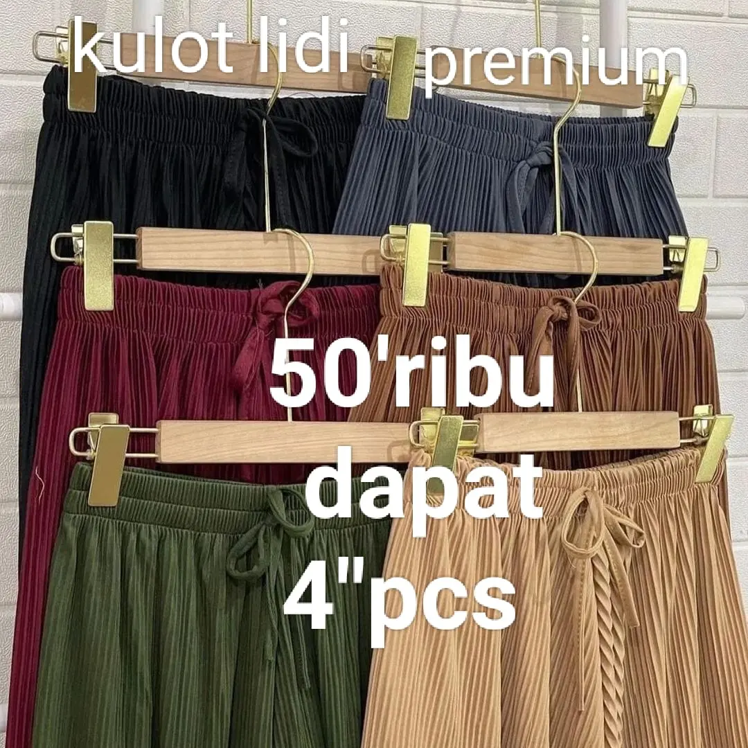 BIG SALE.!! KULOT PLISKET LIDI HIGHWAIST  50 RIBU DAPAT 4 PCS Celana Bawahan panjang Wanita Rib