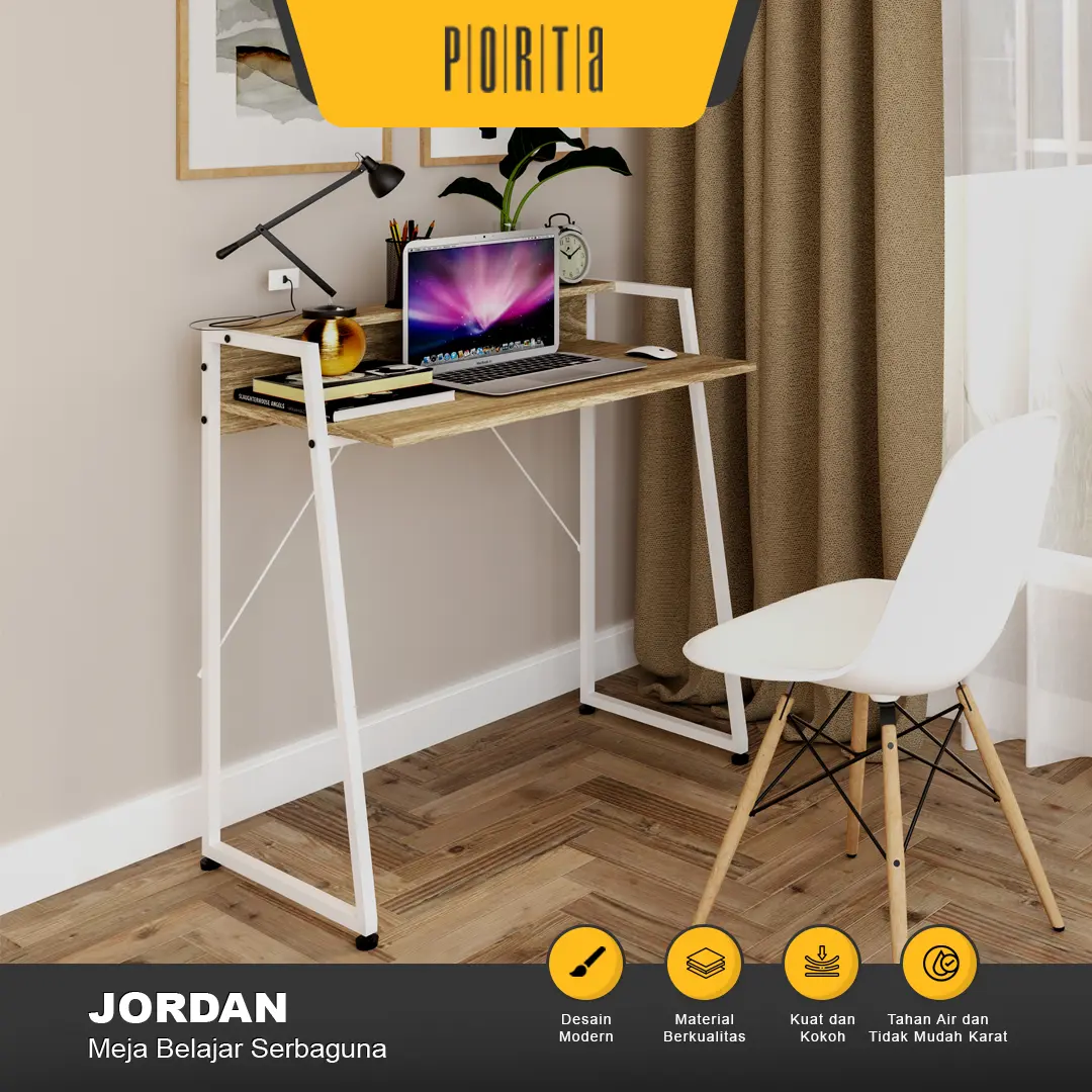 MEJA KERJA MEJA BELAJAR PENYIMPANAN SERBAGUNA KOKOH JORDAN - PORTA Furniture