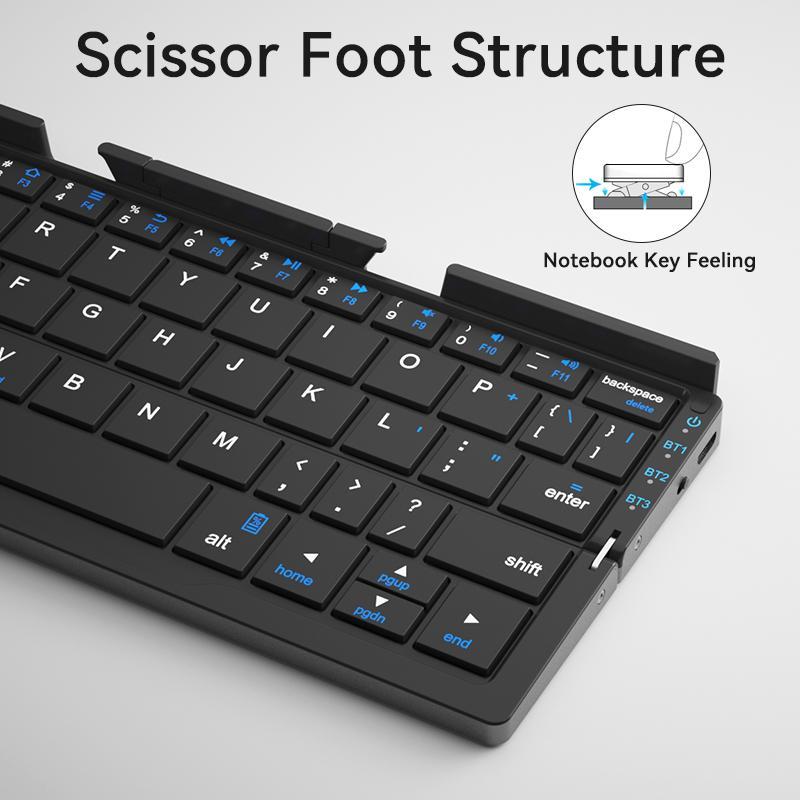 Charging Wireless Bluetooth-compatible Keyboard, Foldable Keyboard with Hidden Stand & Bag, Portable Keyboard for Phone & Tablet, Gift Ideas, Computer Accessories 2