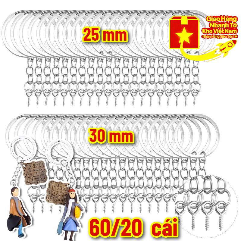 Vòng khóa tách kim loại - Vòng khóa dẹt 25/30mm với Đinh ốc mắt dê & Dây xích -…
