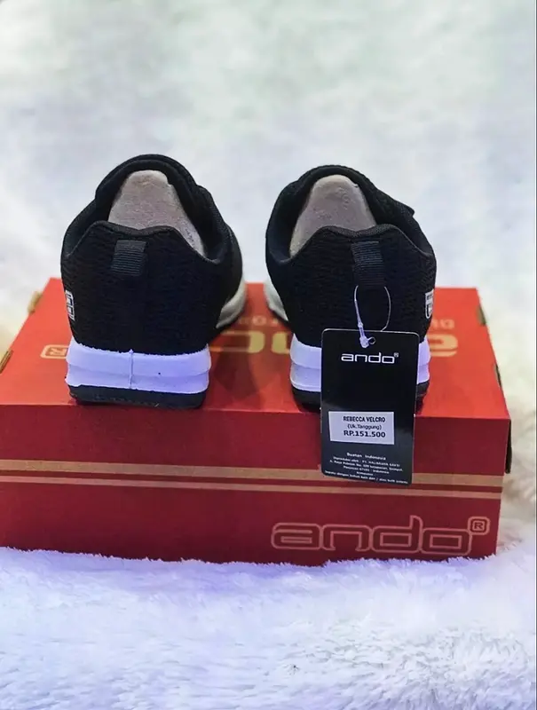 sepatu sekolah anak ando nitta velcro/bsc35 hitam putih sz 29-36 sepatu anak perempuan/laki-laki terbaru Fashion 3