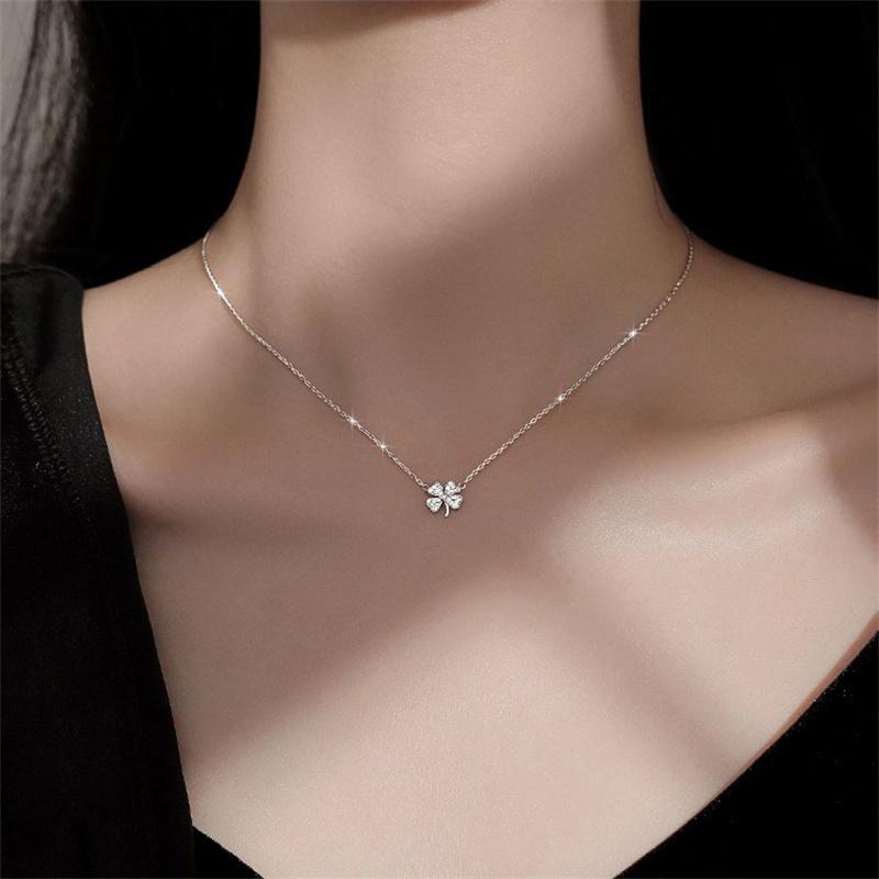 Vòng Cổ Áo Len, Thiết Kế Lá May Mắn Cỏ Bốn Lá, Vòng Cổ Choker, Vòng Cổ Mặt Dây Chuyền Dây Chuyền Chuyền, Dành Cho Nữ 1