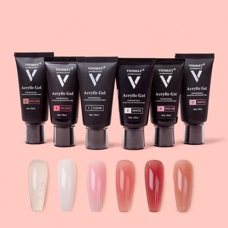 Gel gôm vinimay màu clar Trắng hồng hàng chính hãng chất gel đặc mượt lên màu chuẩn dung tích 30ml dùng trong ngành làm móng tay chân nail Sơn Gel Nữ gel gôm
