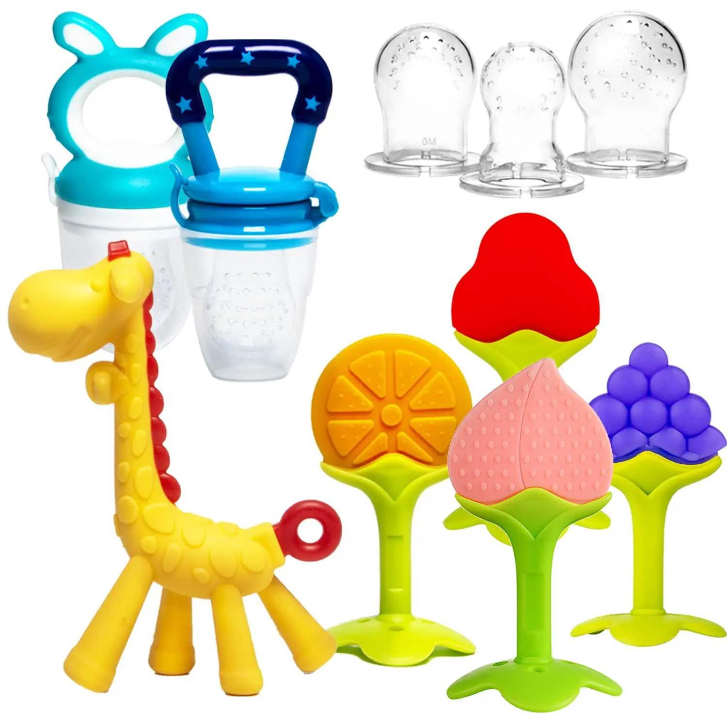 Baby Teether Toy Set, 1 Set Safe Colorful Baby Teether Fruit, Bite Teether Baby Soothing Teether Baby Grasping Toy, Teething Toy for Infants Newborns