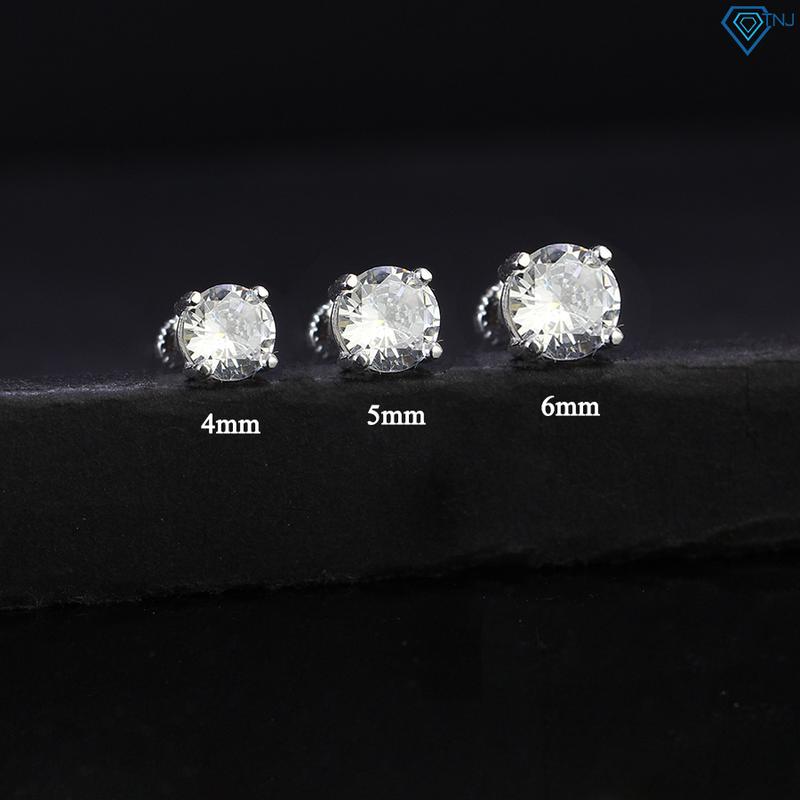 Product Introduction of Bông tai bạc chốt vặn đính đá 4 5 6 ly BTA0078 - Trang Sức TNJ 0